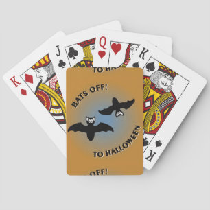 Halloween Bats Orange Blue Playing Cards