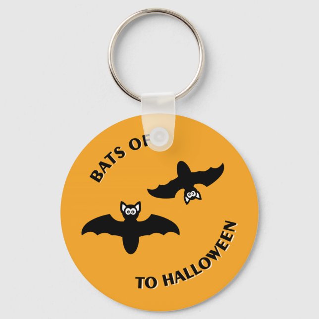 Halloween Bats Orange Key Ring (Front)