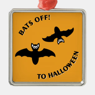 Halloween Bats Orange Metal Tree Decoration