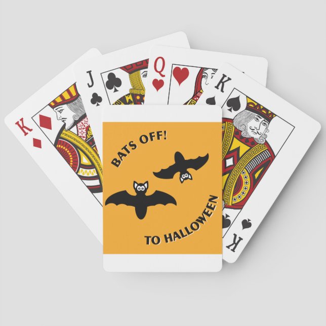 Halloween Bats Orange Playing Cards (Back)