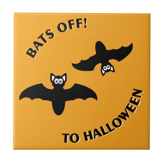 Halloween Bats Orange Tile (Front)