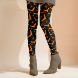 Halloween Bats Spiders Spooky Cute Orange Black Leggings<br><div class="desc">This fun Halloween design uses a random pattern of simple orange bats and spiders on a classic black background that can be customised to what ever colour you would like. This fun design has a retro vibe and can be paired with any top throughout the fall and spooky season! Mix...</div>
