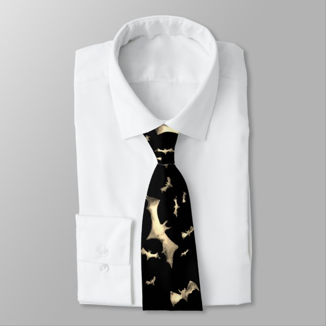 Halloween bats spooky pattern tie (Tied)