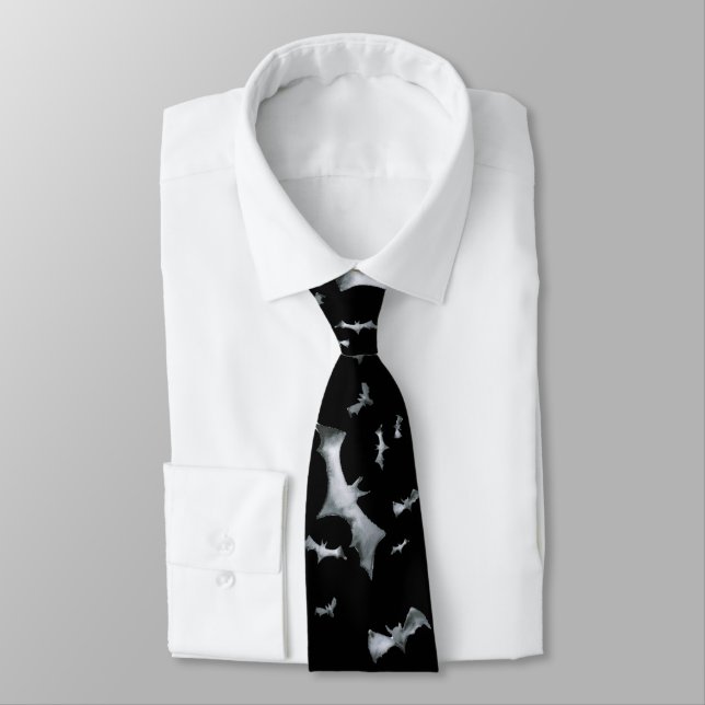 Halloween bats spooky pattern tie (Tied)