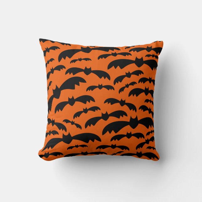 Halloween Bats Throw Pillow (Front)