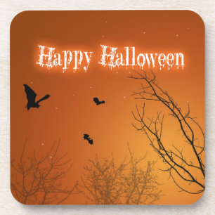 Halloween Bats & Trees - Plastic Coaster