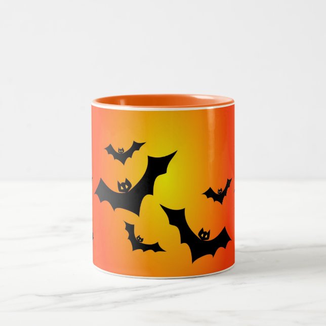 Halloween Bats Two-Tone Coffee Mug (Center)