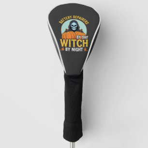 Halloween Battery Repairer Witch By Night Design Golf Head Cover