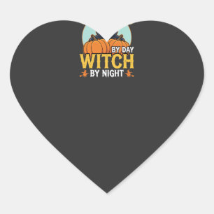 Halloween Battery Repairer Witch By Night Design Heart Sticker