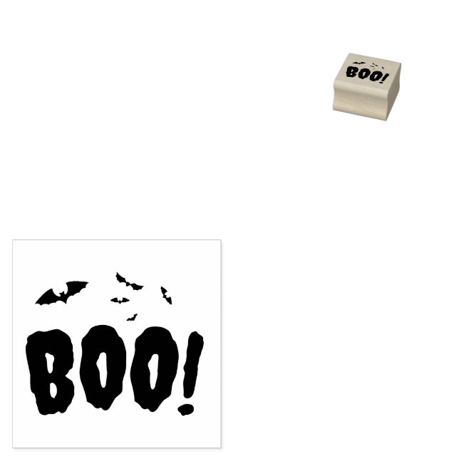Halloween Batts and Boo Script Rubber Stamp (Stamped)