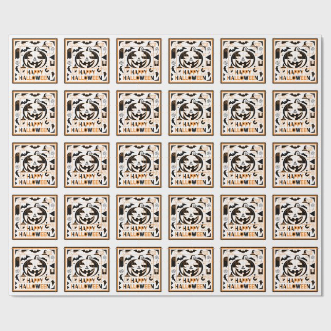 Halloween Bauhaus Pumpkin Wrapping Paper (Flat)