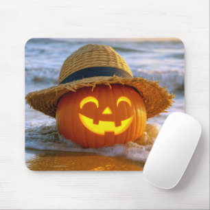 Halloween Beach Jack-o-lantern Mouse Pad