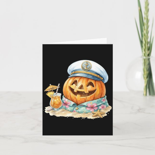 Halloween Beach Pumpkin Tropical Summer Card (Front)