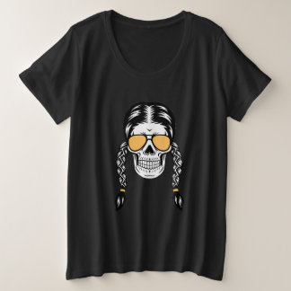 Halloween Beach with Skulls and Trenzas Plus Size T-Shirt