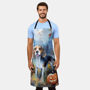 Halloween Beagle With Pumpkins Scary Apron