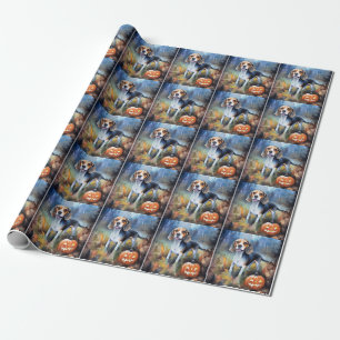 Halloween Beagle With Pumpkins Scary Wrapping Paper