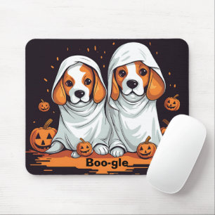 Halloween Beagles in Funny Ghost Costume Mouse Pad
