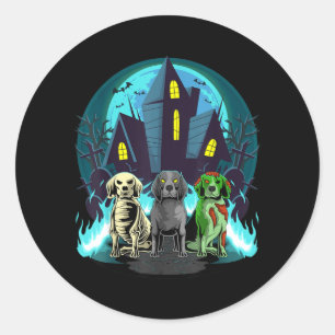 Halloween Beagles Zombie Skeleton Black Beagle Dog Classic Round Sticker