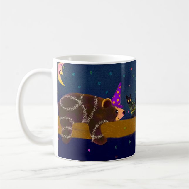 Halloween Bear and Black Cat Mug (Left)