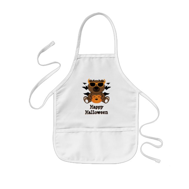 Halloween bear pumpkin Cool cute Personalize Kids Apron (Front)