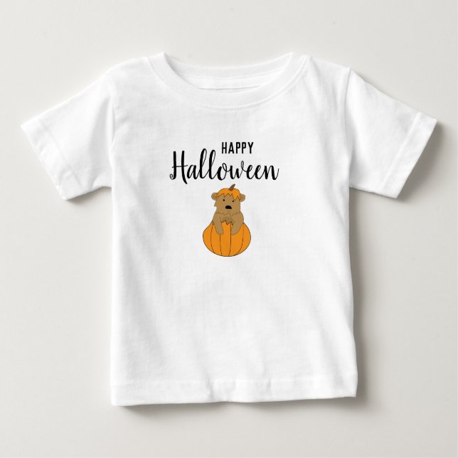 Halloween Bear Pumpkin Kid Baby T-Shirt (Front)