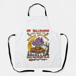Halloween Become Anything Cauldron Cat Ghost Pumpk Apron