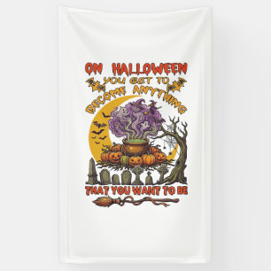 Halloween Become Anything Cauldron Cat Ghost Pumpk Banner
