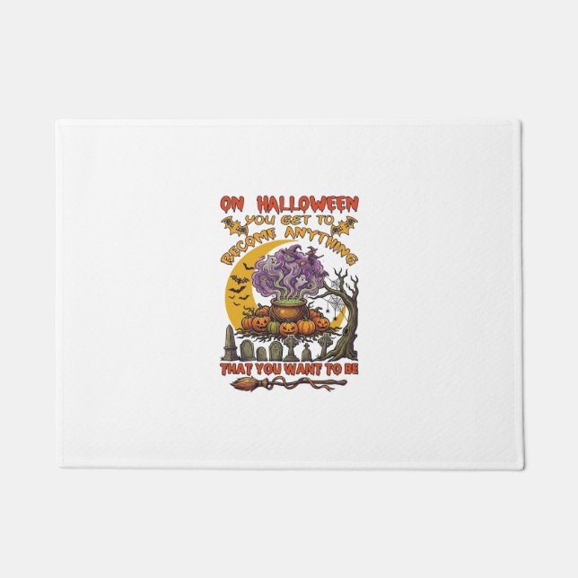 Halloween Become Anything Cauldron Cat Ghost Pumpk Doormat (Front)
