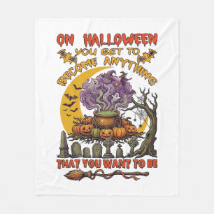 Halloween Become Anything Cauldron Cat Ghost Pumpk Fleece Blanket