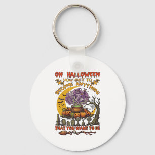 Halloween Become Anything Cauldron Cat Ghost Pumpk Key Ring