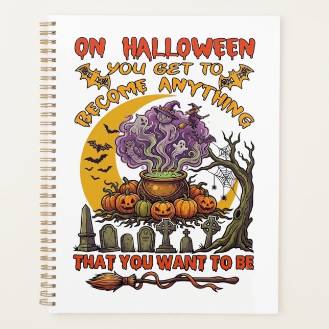 Halloween Become Anything Cauldron Cat Ghost Pumpk Planner (Front)
