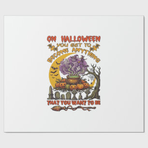 Halloween Become Anything Cauldron Cat Ghost Pumpk Wrapping Paper