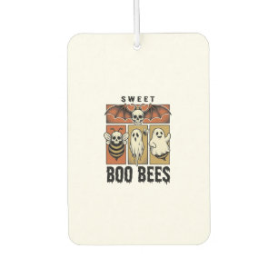 Halloween Bee Pun Vintage Engraving Ghost Bee Shir Car Air Freshener