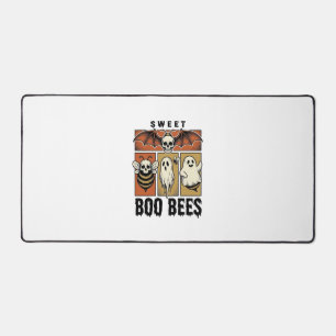 Halloween Bee Pun Vintage Engraving Ghost Bee Shir Desk Mat