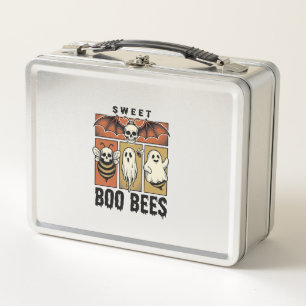 Halloween Bee Pun Vintage Engraving Ghost Bee Shir Metal Lunch Box