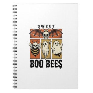 Halloween Bee Pun Vintage Engraving Ghost Bee Shir Notebook