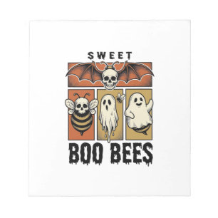 Halloween Bee Pun Vintage Engraving Ghost Bee Shir Notepad