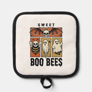 Halloween Bee Pun Vintage Engraving Ghost Bee Shir Pot Holder