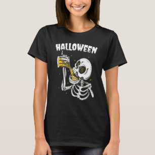 Halloween Beer Drinking Skeleton T-Shirt