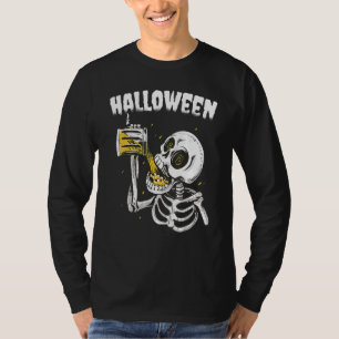 Halloween Beer Drinking Skeleton T-Shirt
