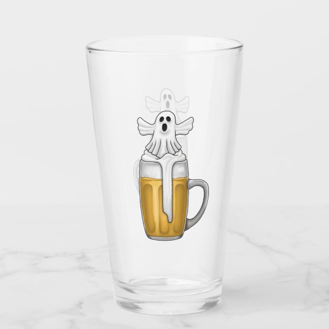 Halloween Beer Ghost  Glass (Front)