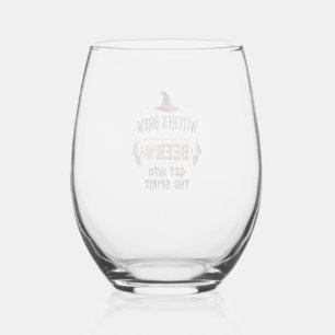 Halloween Beer Hocus Pocus Funny Vintage_1 Stemless Wine Glass