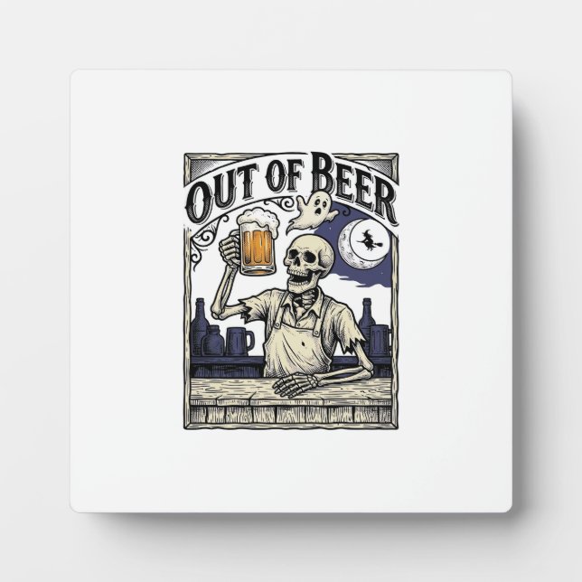 Halloween Beer Skeleton Vintage Party Plaque (Front)