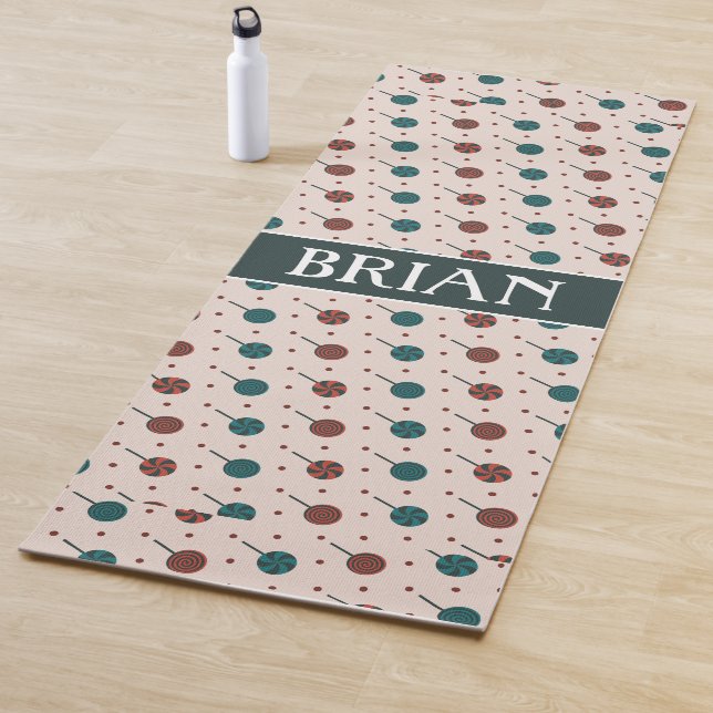 Halloween Beige Red Minimal Pattern Yoga Mat (In Situ)