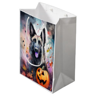 Halloween Belgian Shepherd With Pumpkins Scary Medium Gift Bag