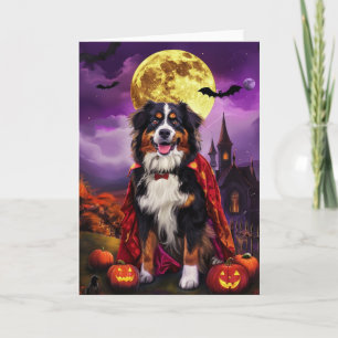 Halloween Bernese Mountain Dog Pumpkins Scary  Card