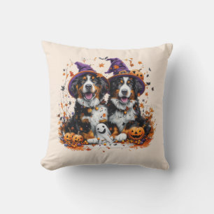 Halloween Bernese Mountain Dogs Witch Ghost Cushion