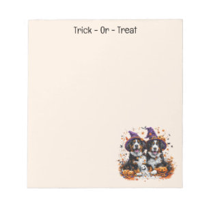 Halloween Bernese Mountain Dogs Witch Ghost Notepad