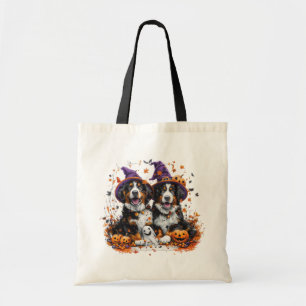 Halloween Bernese Mountain Dogs Witch Ghost Tote Bag