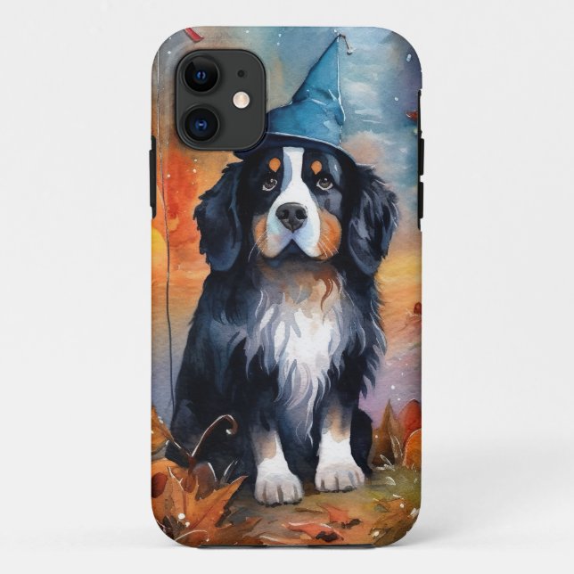 Halloween Bernese Mountain With Pumpkins Scary Case-Mate iPhone Case (Back)